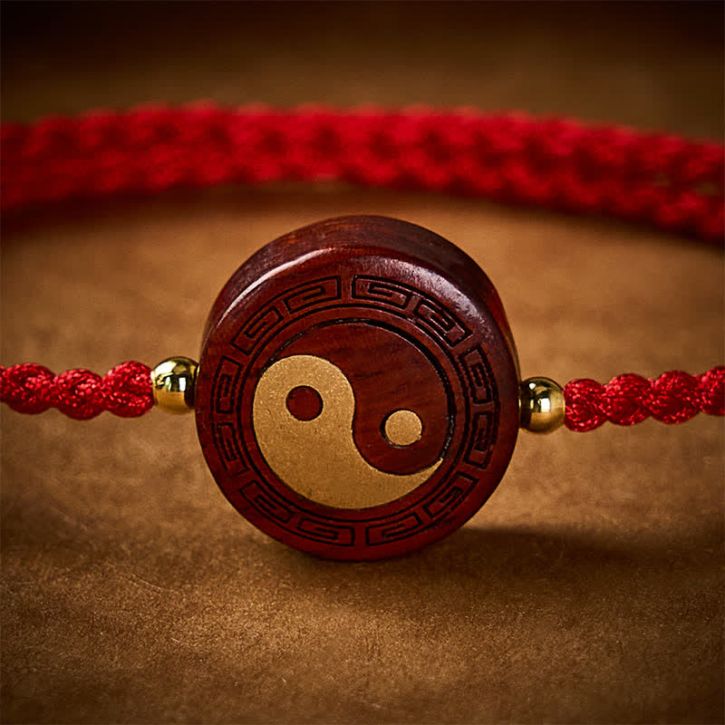 Nimara Ritual Purple Sandalwood Yin Yang Protection Red String Bracelet