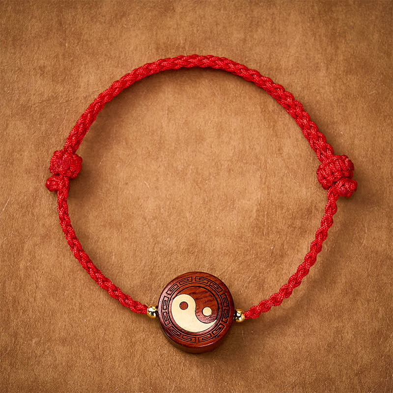 Nimara Ritual Purple Sandalwood Yin Yang Protection Red String Bracelet