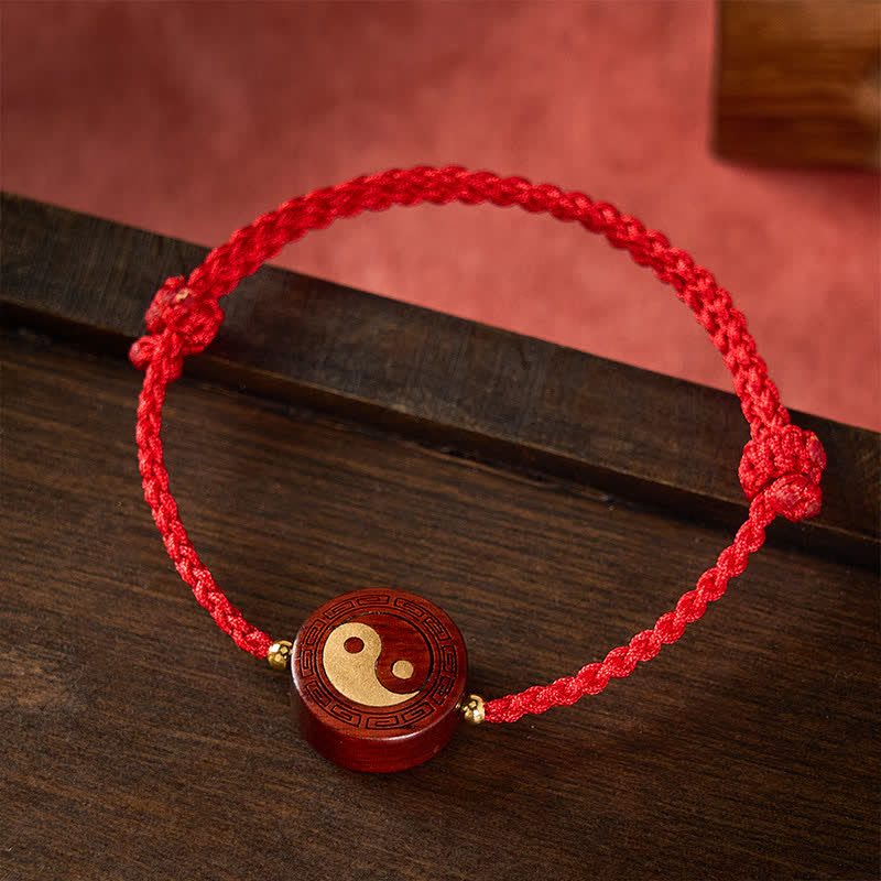 Nimara Ritual Purple Sandalwood Yin Yang Protection Red String Bracelet
