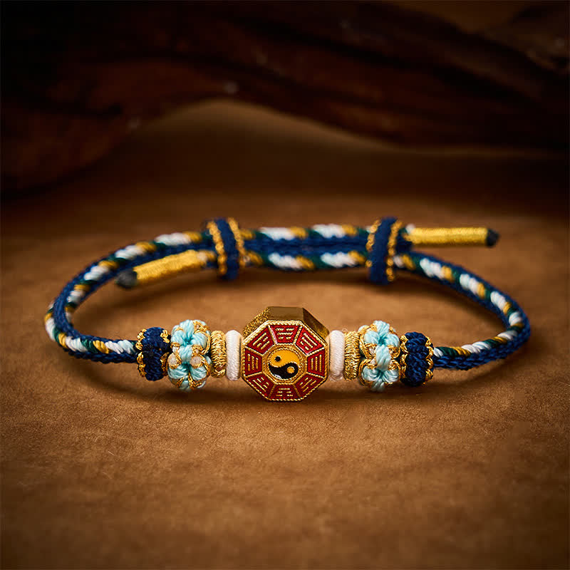 Nimara Ritual Protection Colorful String Bagua Chinese Coin Hand-Woven Tibetan Braided Bracelet