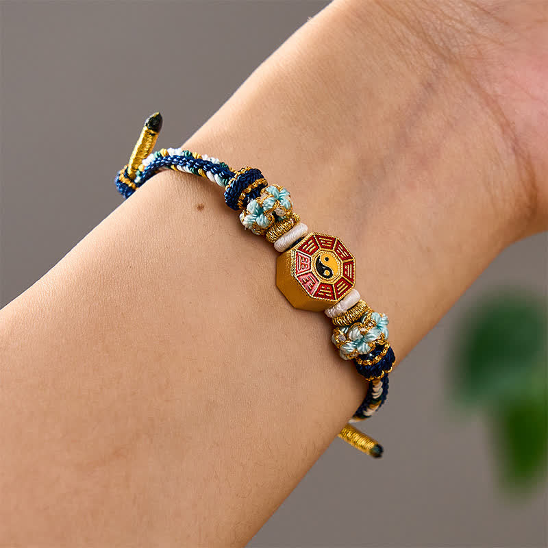 Nimara Ritual Protection Colorful String Bagua Chinese Coin Hand-Woven Tibetan Braided Bracelet