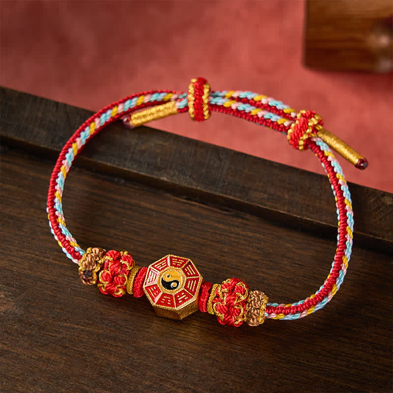 Nimara Ritual Protection Colorful String Bagua Chinese Coin Hand-Woven Tibetan Braided Bracelet