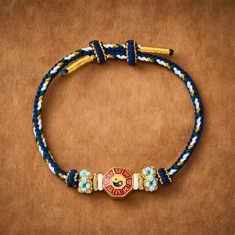 Nimara Ritual Protection Colorful String Bagua Chinese Coin Hand-Woven Tibetan Braided Bracelet