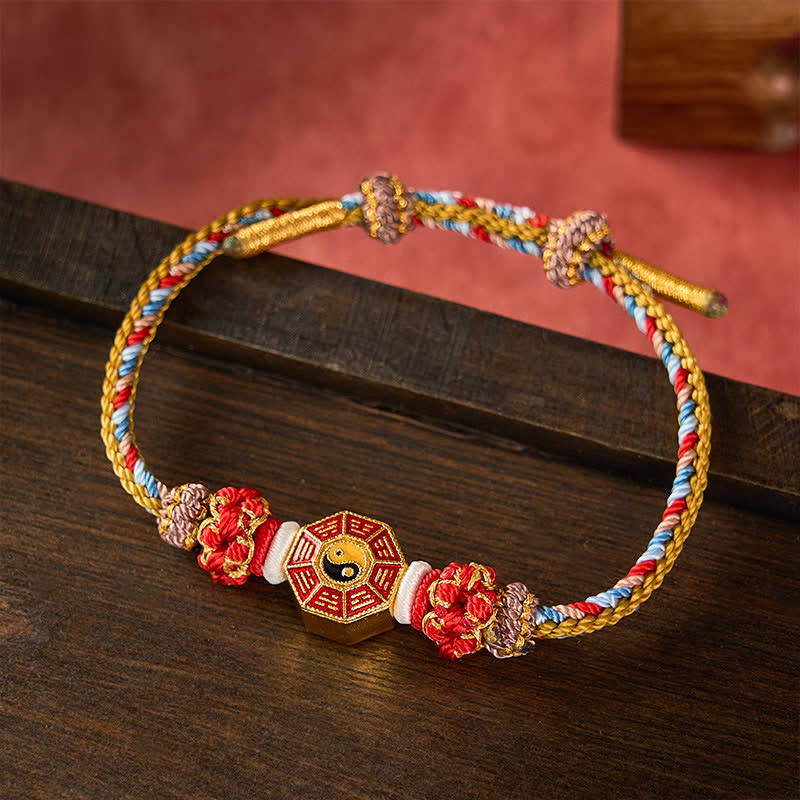 Nimara Ritual Protection Colorful String Bagua Chinese Coin Hand-Woven Tibetan Braided Bracelet