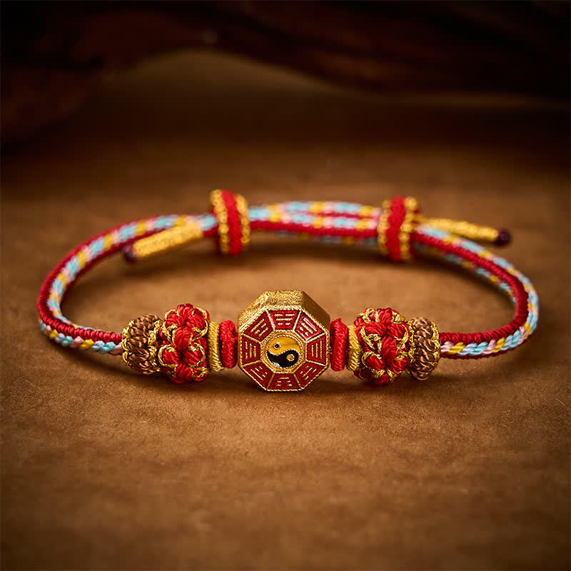 Nimara Ritual Protection Colorful String Bagua Chinese Coin Hand-Woven Tibetan Braided Bracelet