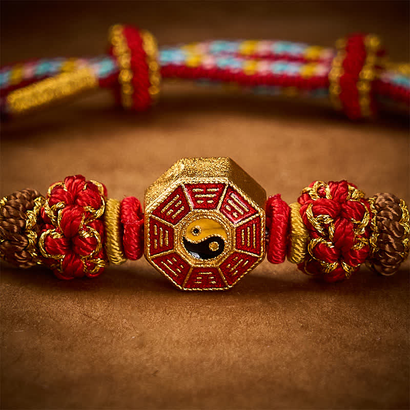 Nimara Ritual Protection Colorful String Bagua Chinese Coin Hand-Woven Tibetan Braided Bracelet