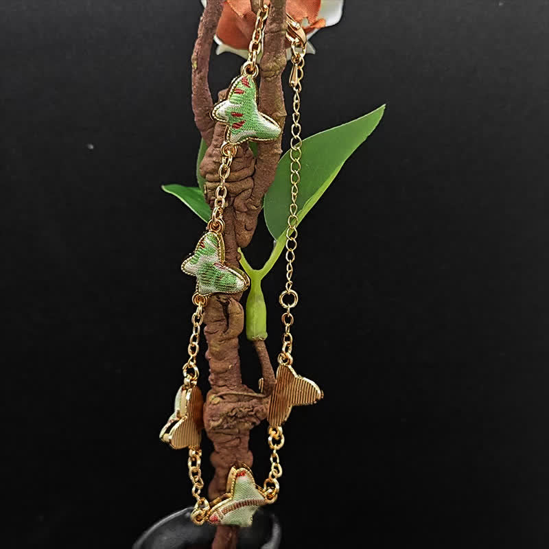 Nimara Ritual Copper Butterfly Love Handcrafted Song Brocade Inlaid Chinese Style Bracelet