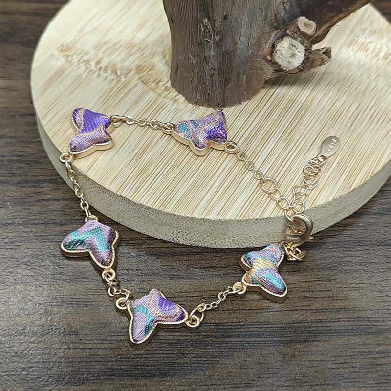 Nimara Ritual Copper Butterfly Love Handcrafted Song Brocade Inlaid Chinese Style Bracelet