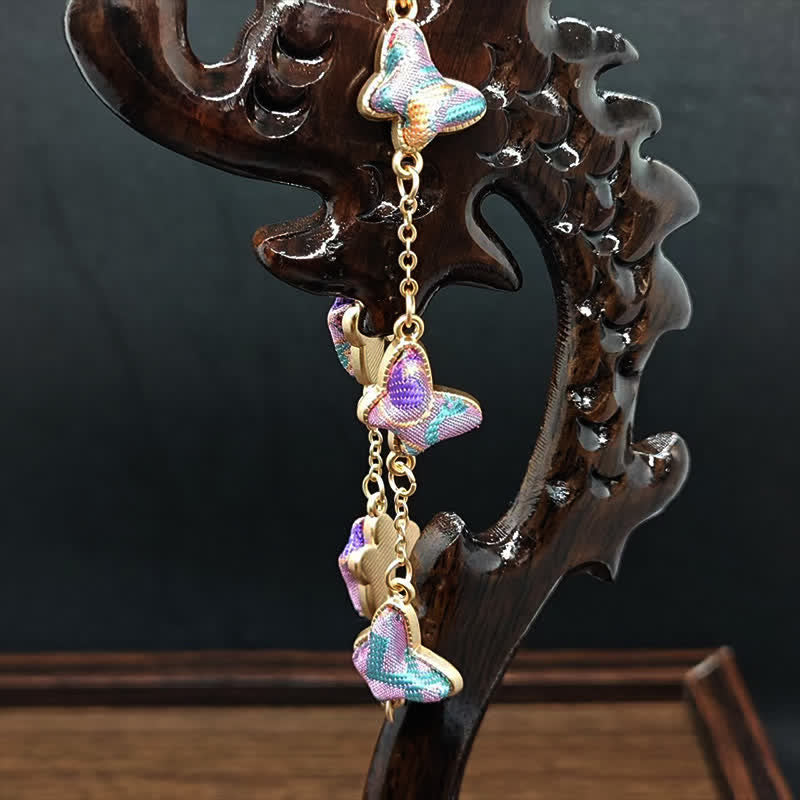 Nimara Ritual Copper Butterfly Love Handcrafted Song Brocade Inlaid Chinese Style Bracelet