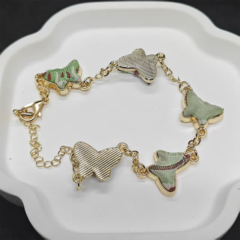 Nimara Ritual Copper Butterfly Love Handcrafted Song Brocade Inlaid Chinese Style Bracelet