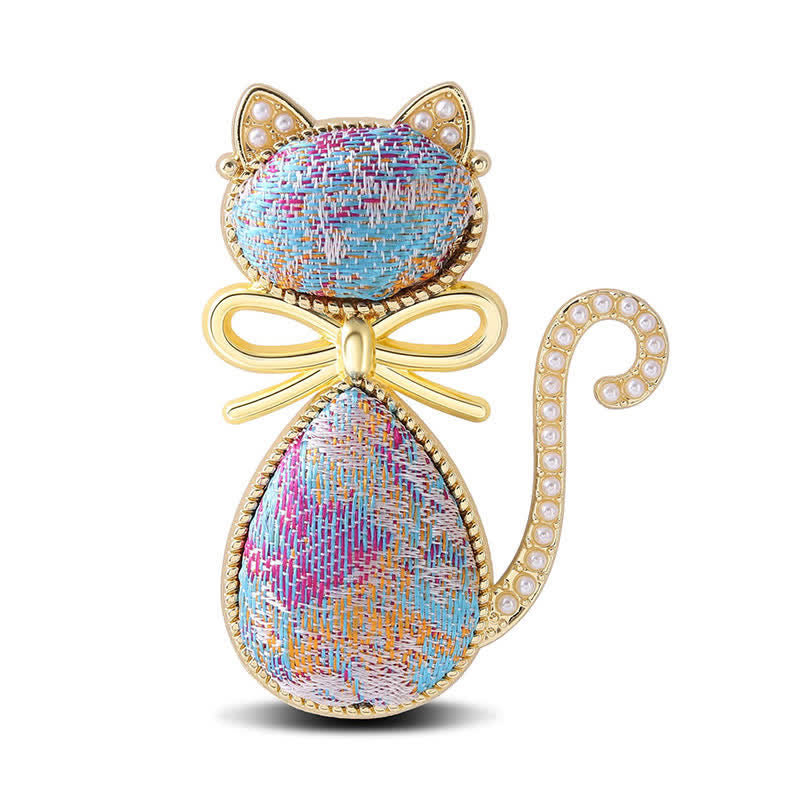 Nimara Ritual Pearl Song Brocade Cat Bow Purity Brooch