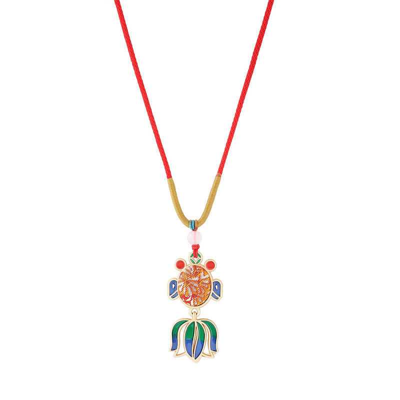 Nimara Ritual Song Brocade Koi Fish Success Enamel Pendant Guofeng Necklace