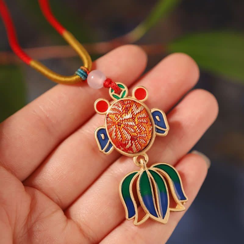 Nimara Ritual Song Brocade Koi Fish Success Enamel Pendant Guofeng Necklace