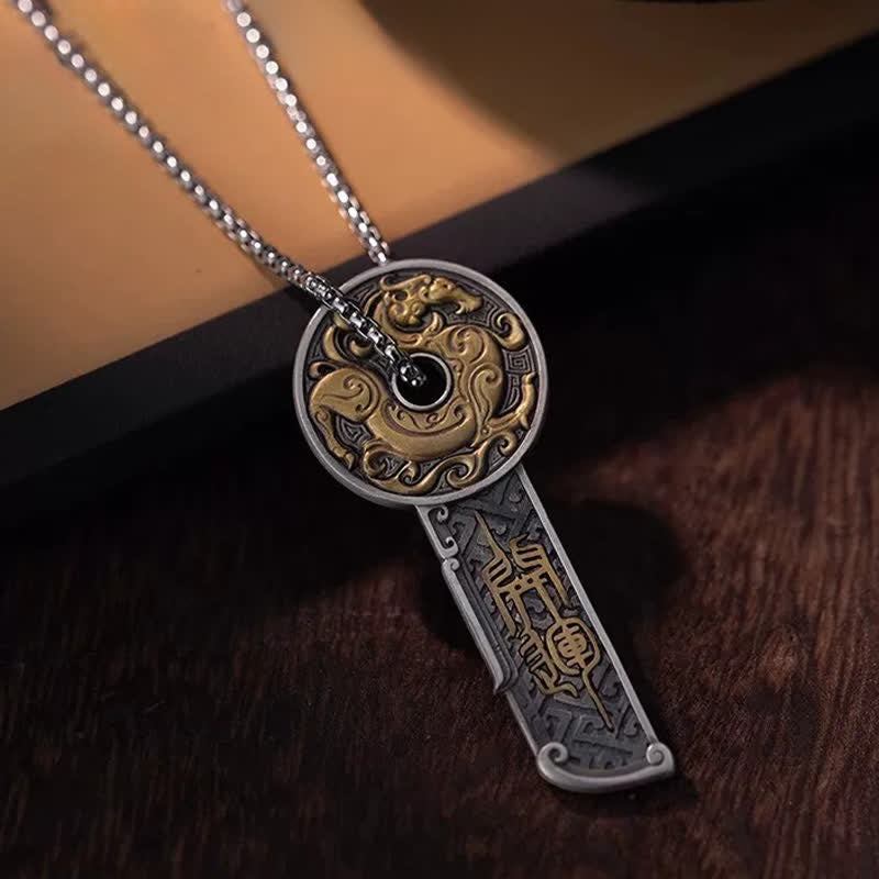 Nimara Ritual Copper Dragon Strength Vintage Coin Pendant Necklace