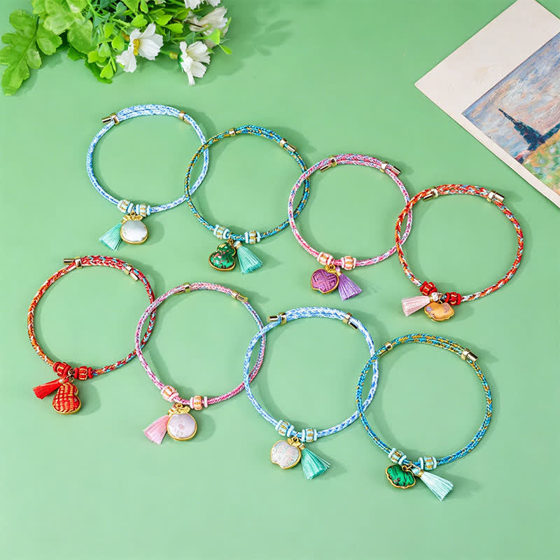 Nimara Ritual Braided Five Color Cord Song Brocade Ruyi Scepter Tassel Luck Bracelet