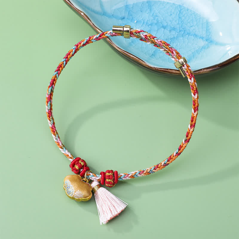 Nimara Ritual Braided Five Color Cord Song Brocade Ruyi Scepter Tassel Luck Bracelet