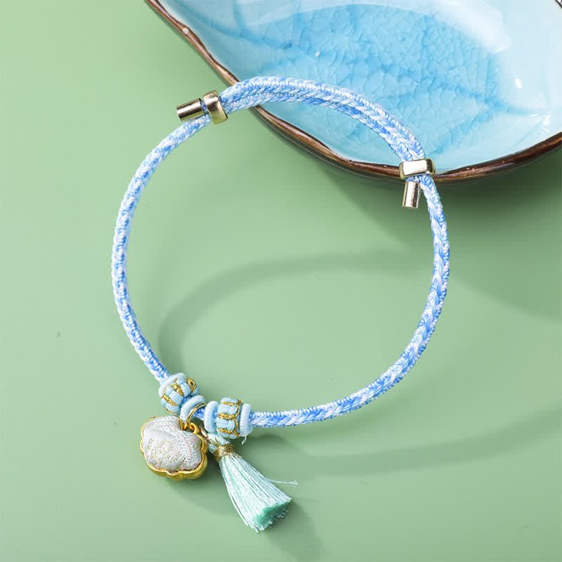 Nimara Ritual Braided Five Color Cord Song Brocade Ruyi Scepter Tassel Luck Bracelet