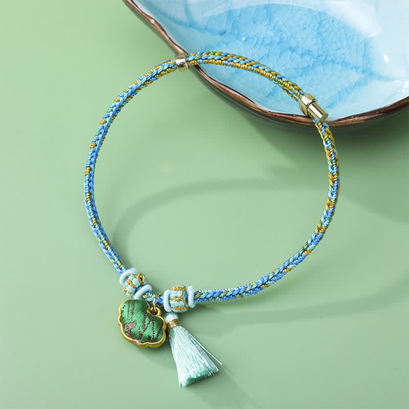 Nimara Ritual Braided Five Color Cord Song Brocade Ruyi Scepter Tassel Luck Bracelet