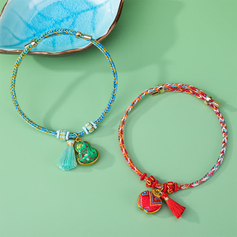 Nimara Ritual Song Brocade Gourd Luck Tassel Braided Bracelet