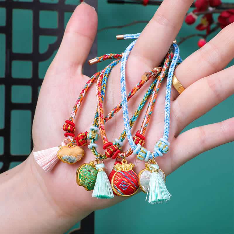 Nimara Ritual Song Brocade Gourd Luck Tassel Braided Bracelet