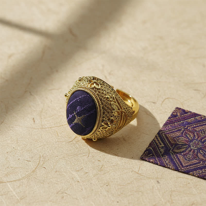 Nimara Ritual Song Brocade Prosperity Pigeon egg Oval Adjustable Chinese Style Ring