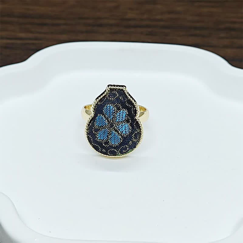 Nimara Ritual Song Brocade Gourd Shaped Blessing Adjustable Vintage Chinese Style Ring
