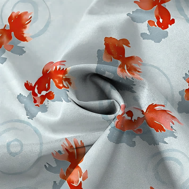 Nimara Ritual Red Koi Fish Ripple Pattern Buttons Wrinkle-resistant Men's Short Sleeve Shirt