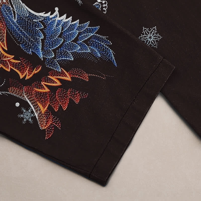 Nimara Ritual Cotton Butterfly Fox Pattern Men's Tapered Pants With Pockets