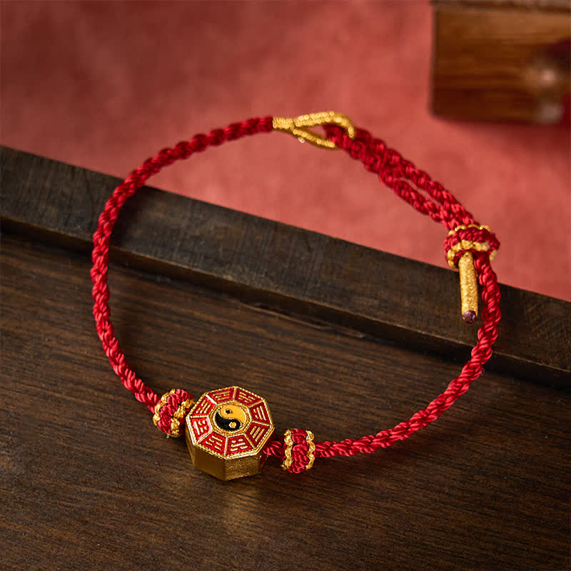 Nimara Ritual Braided Red String Bagua Chinese Coin Protection Adjustable Bracelet
