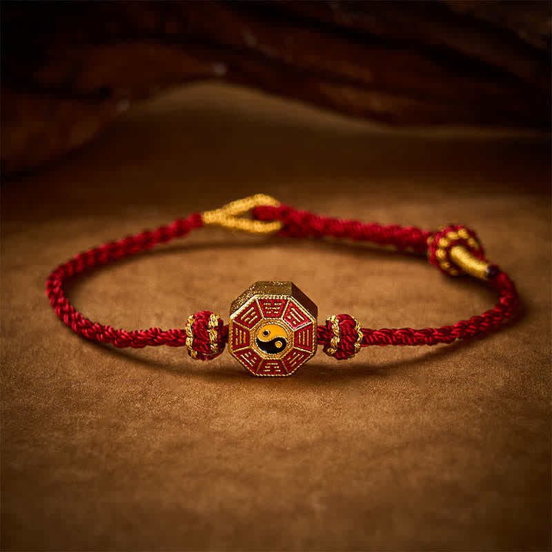 Nimara Ritual Braided Red String Bagua Chinese Coin Protection Adjustable Bracelet