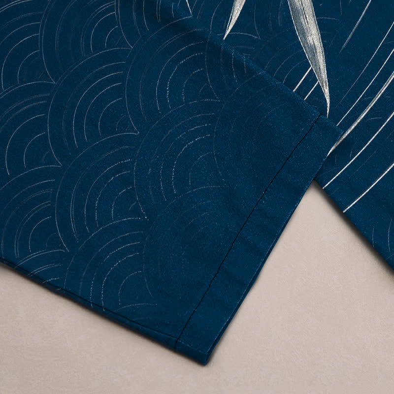 Nimara Ritual Cotton Bamboo Leaf Pattern Men's Tapered Pants With Pockets