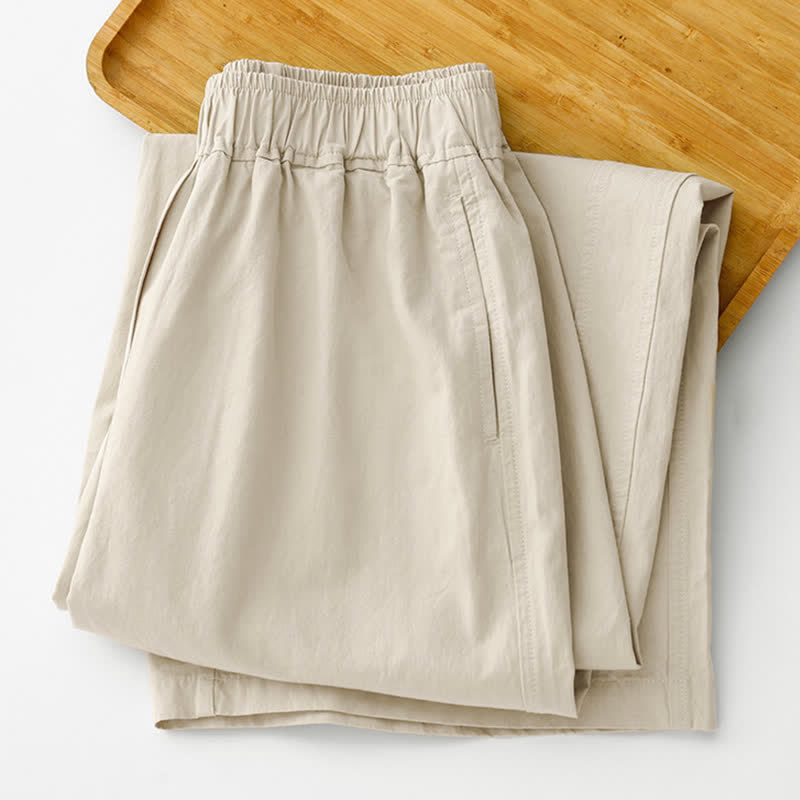 Nimara Ritual Spring Summer Casual Minimalist Solid Cropped Pants Women's Wide Leg Pants With Pockets