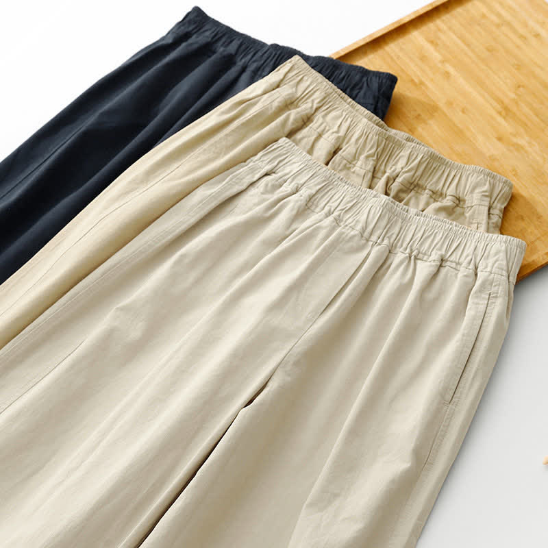 Nimara Ritual Spring Summer Casual Minimalist Solid Cropped Pants Women's Wide Leg Pants With Pockets