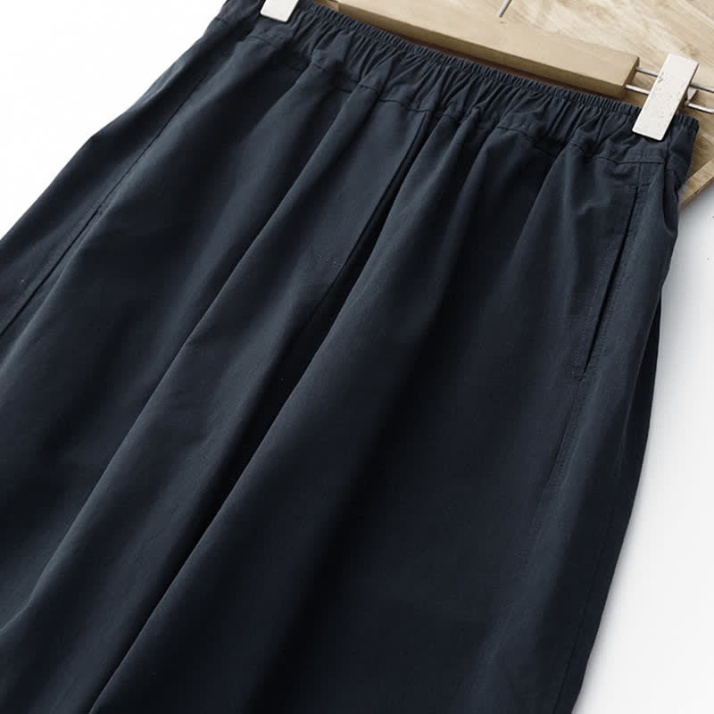 Nimara Ritual Spring Summer Casual Minimalist Solid Cropped Pants Women's Wide Leg Pants With Pockets