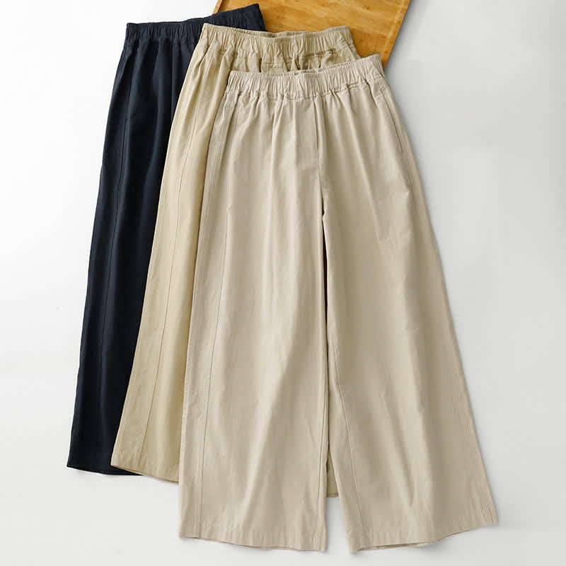 Nimara Ritual Spring Summer Casual Minimalist Solid Cropped Pants Women's Wide Leg Pants With Pockets