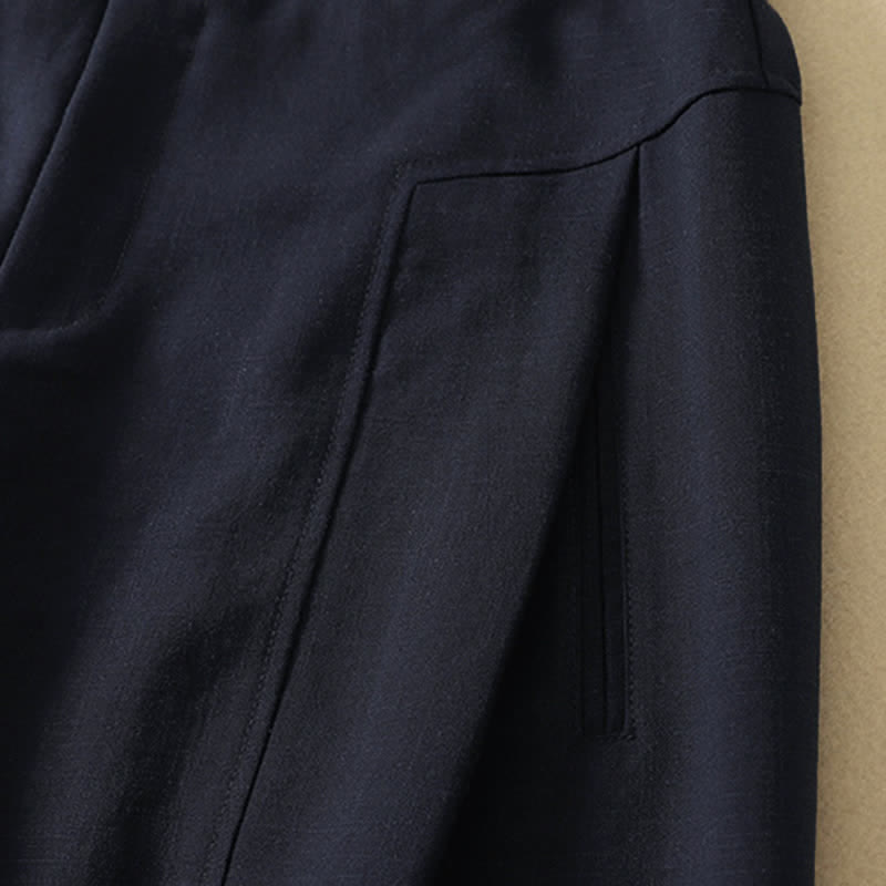 Nimara Ritual Spring Summer Minimalist Elegant Button Zipper Design Solid Cotton Long Pants Women's Straight Leg Pants With Pocket
