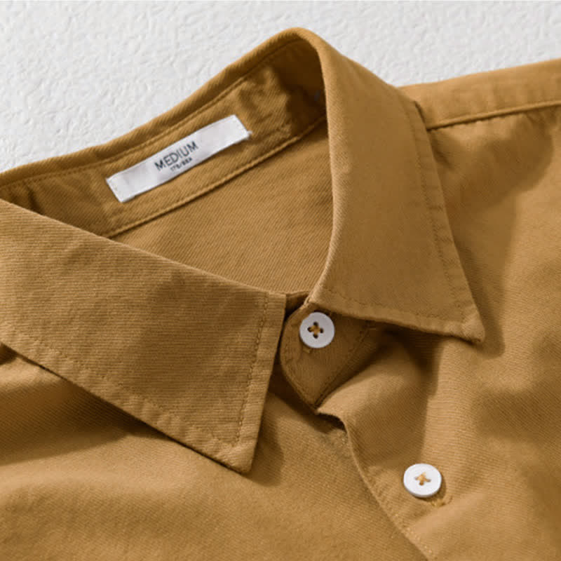Nimara Ritual Summer Casual Classic Button-Up Solid Cotton Men's Short Sleeve Shirts With Patch Pockets