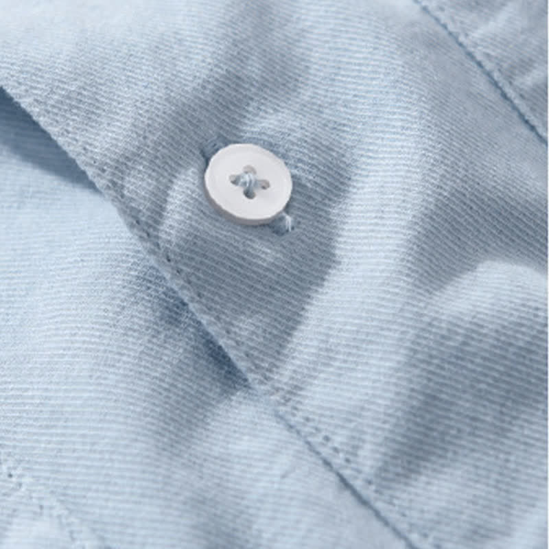 Nimara Ritual Summer Casual Classic Button-Up Solid Cotton Men's Short Sleeve Shirts With Patch Pockets