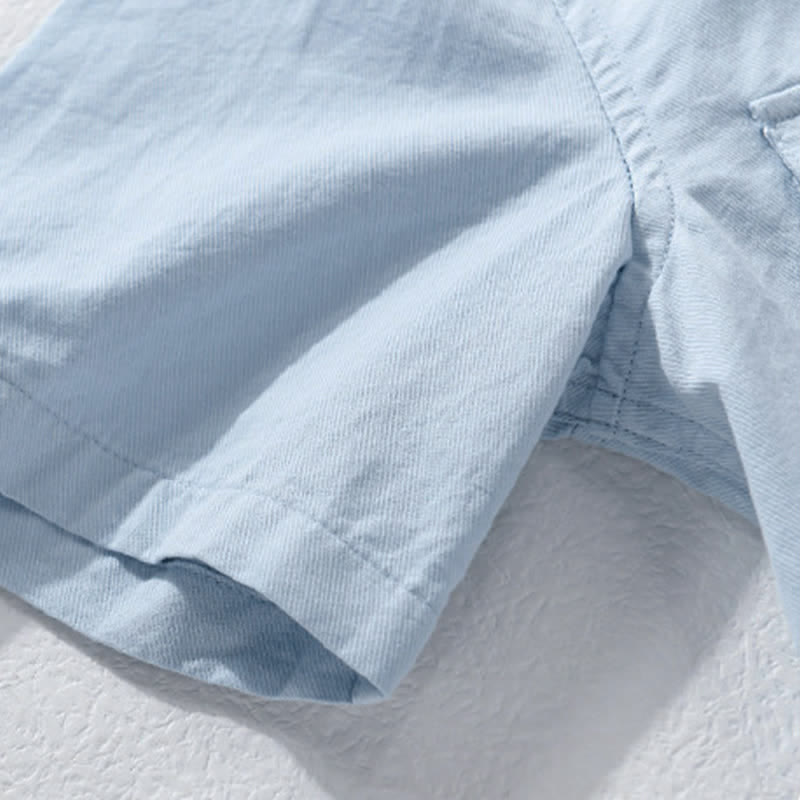 Nimara Ritual Summer Casual Classic Button-Up Solid Cotton Men's Short Sleeve Shirts With Patch Pockets