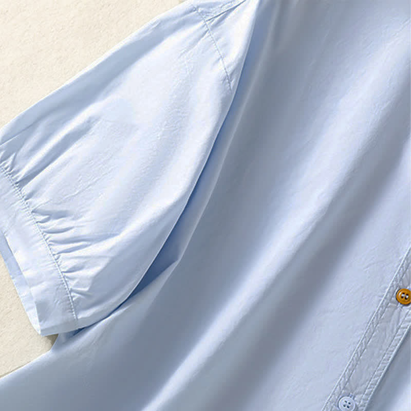 Nimara Ritual Summer Casual Minimalist Button-Up Solid Women's Short Sleeve Shirts With Patch Pocket