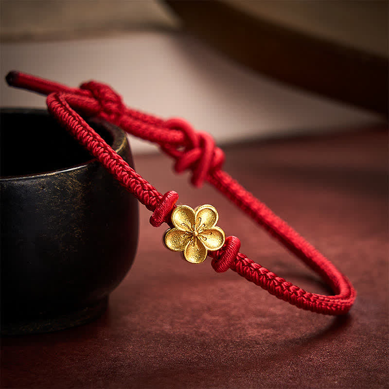 Nimara Ritual Hand-Woven Red String Small Peach Blossom Luck Braided Cord Bracelet