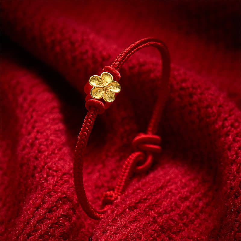 Nimara Ritual Hand-Woven Red String Small Peach Blossom Luck Braided Cord Bracelet