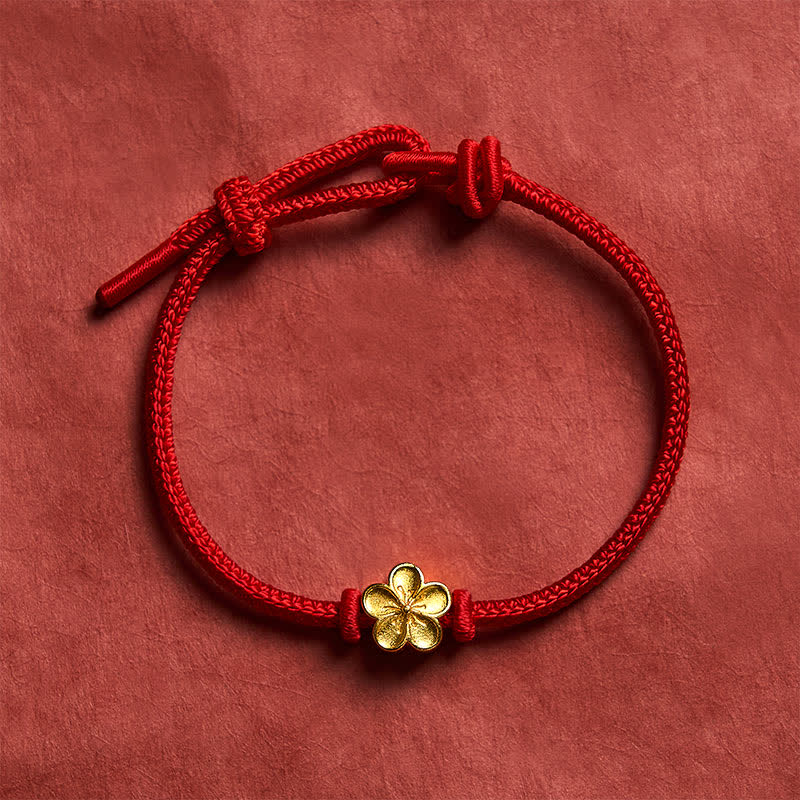 Nimara Ritual Hand-Woven Red String Small Peach Blossom Luck Braided Cord Bracelet