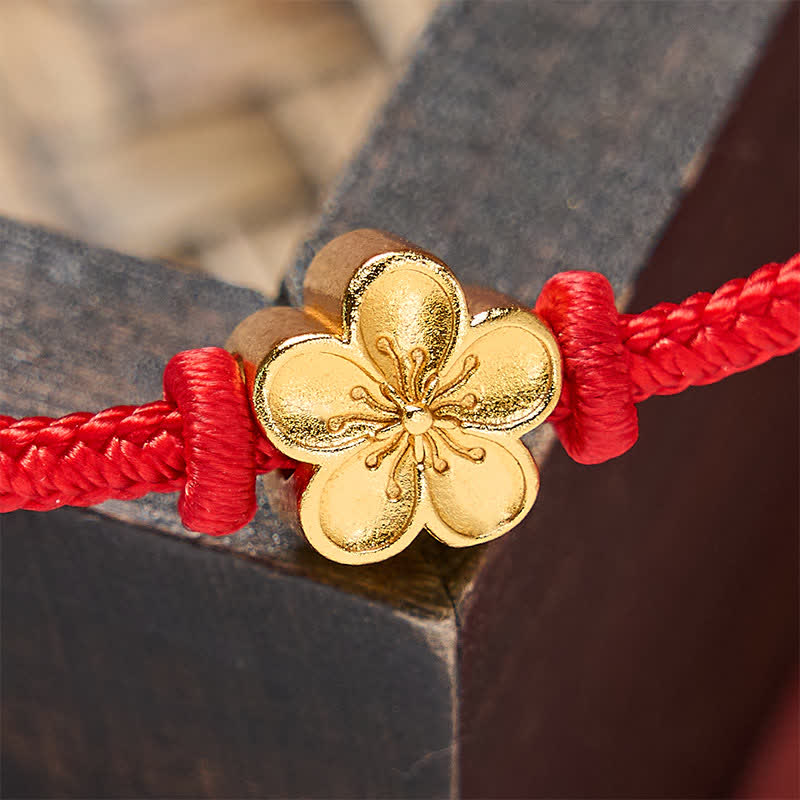 Nimara Ritual Hand-Woven Red String Small Peach Blossom Luck Braided Cord Bracelet