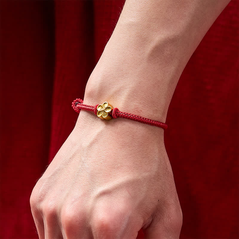 Nimara Ritual Hand-Woven Red String Small Peach Blossom Luck Braided Cord Bracelet