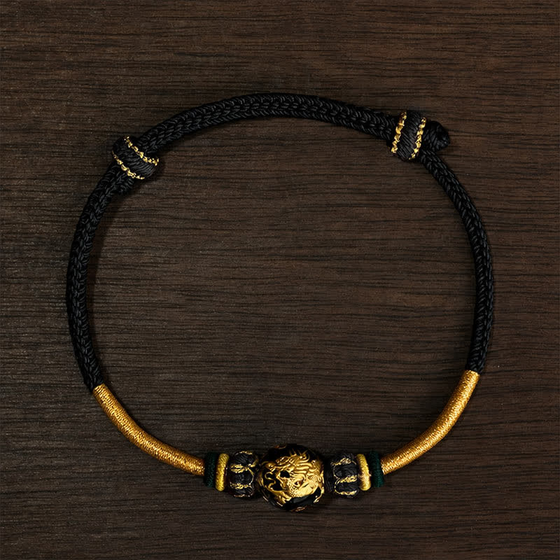 Nimara Ritual Copper Dragon Bead Red String Strength Braided Bracelet