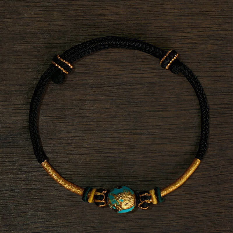 Nimara Ritual Copper Dragon Bead Red String Strength Braided Bracelet
