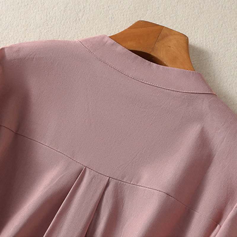 Nimara Ritual Summer Casual Minimalist Button-Up Solid Women's Short Sleeve Shirts