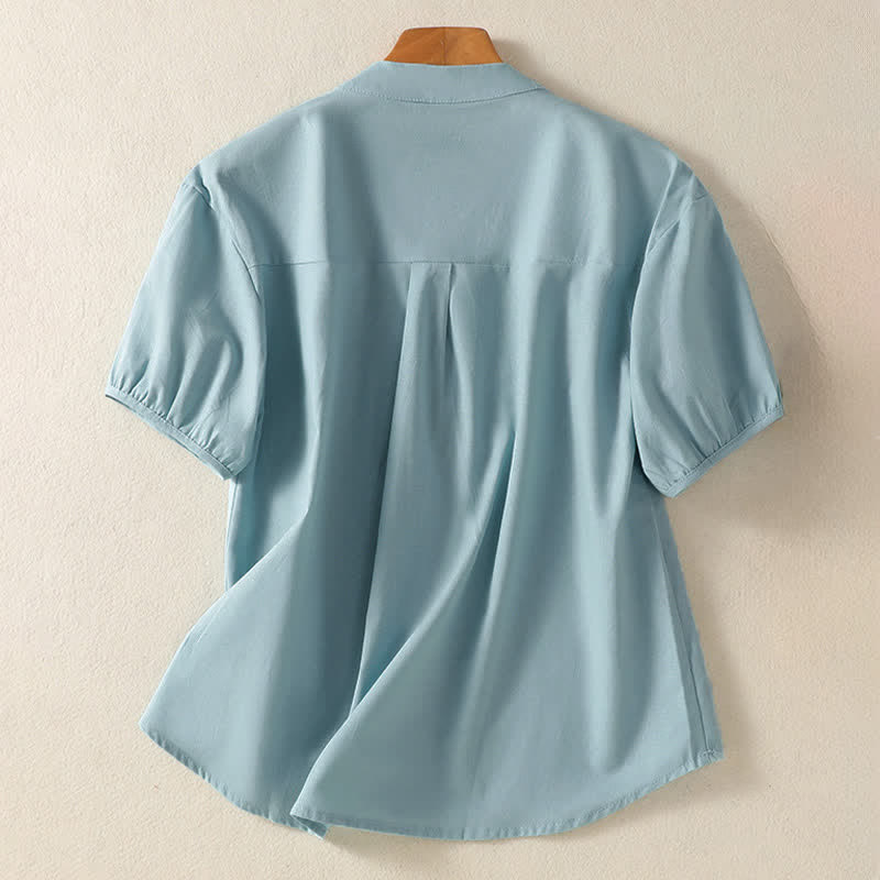 Nimara Ritual Summer Casual Minimalist Button-Up Solid Women's Short Sleeve Shirts