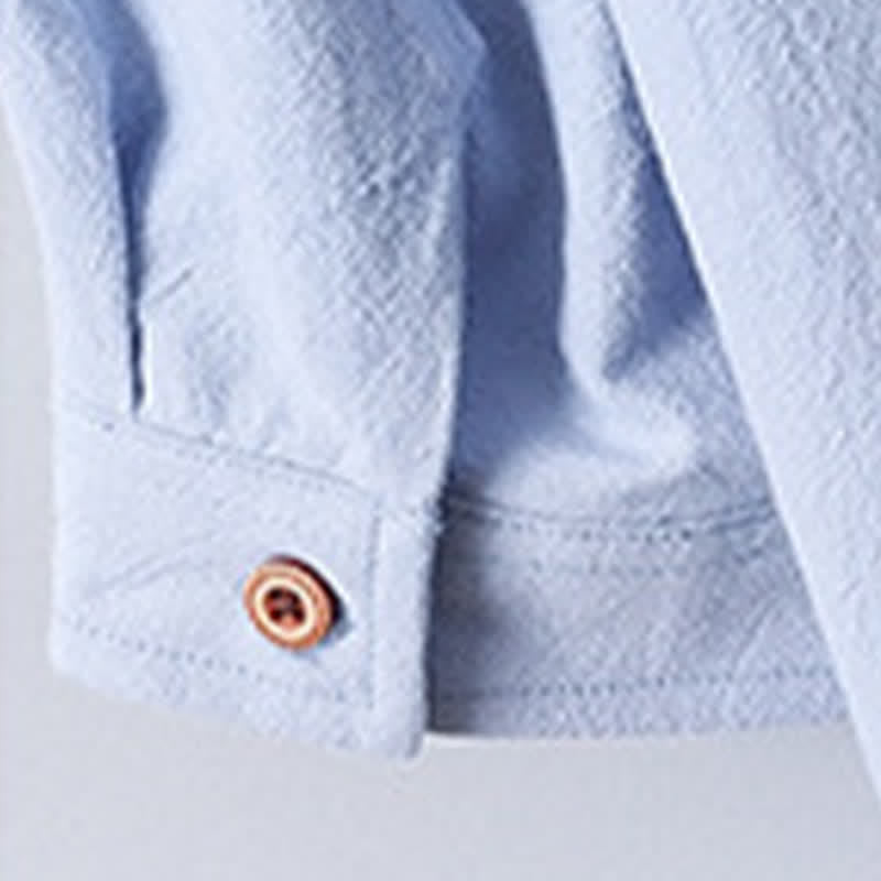 Nimara Ritual Summer Tang Style Mandarin Collar Button-Up Solid Cotton Men's Short Sleeve Shirts